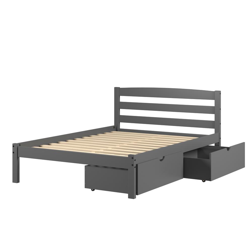 FULL ECONO BED WITH DUAL UNDER BED DRAWERS DARK GREY FINISH. Picture 3