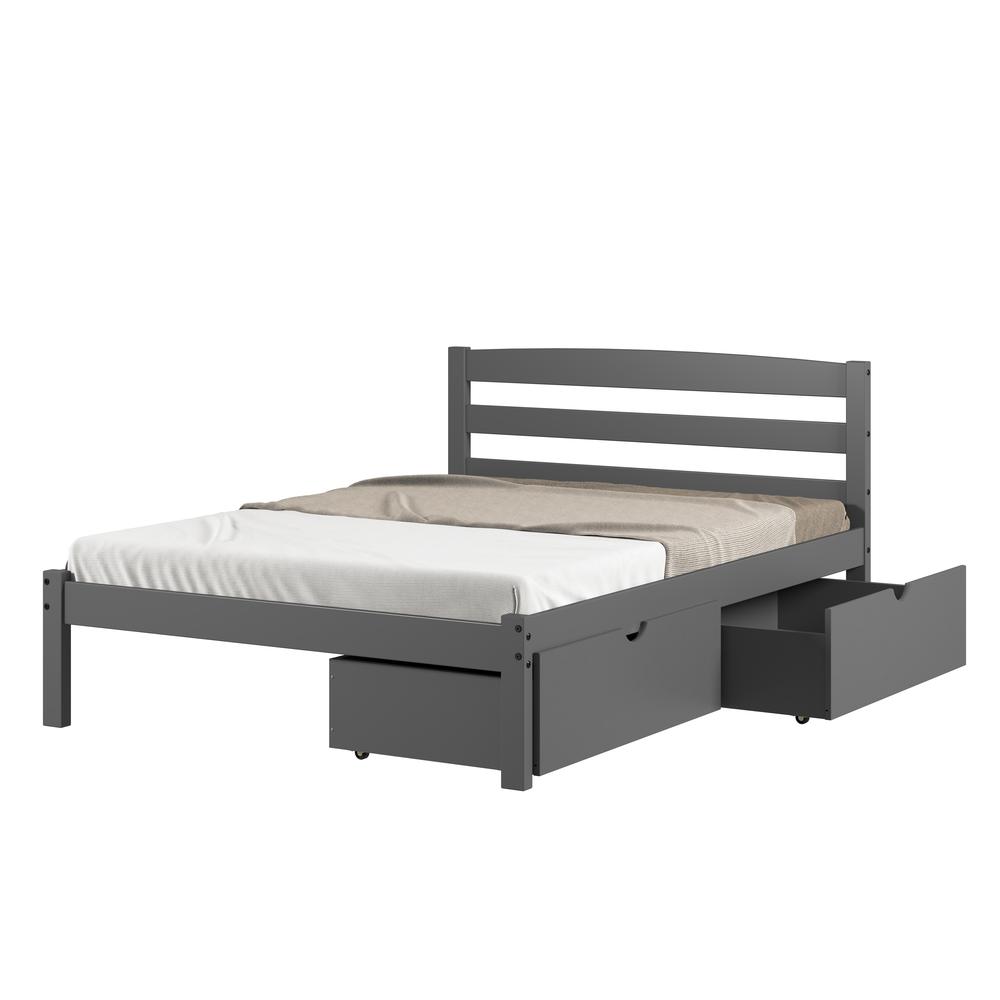 FULL ECONO BED WITH DUAL UNDER BED DRAWERS DARK GREY FINISH. Picture 4