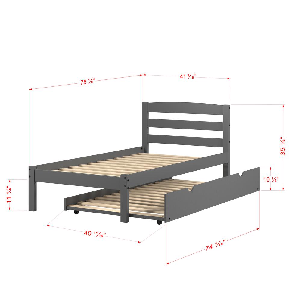 TWIN ECONO BED WITH TRUNDLE BED DARK GREY FINISH. Picture 1