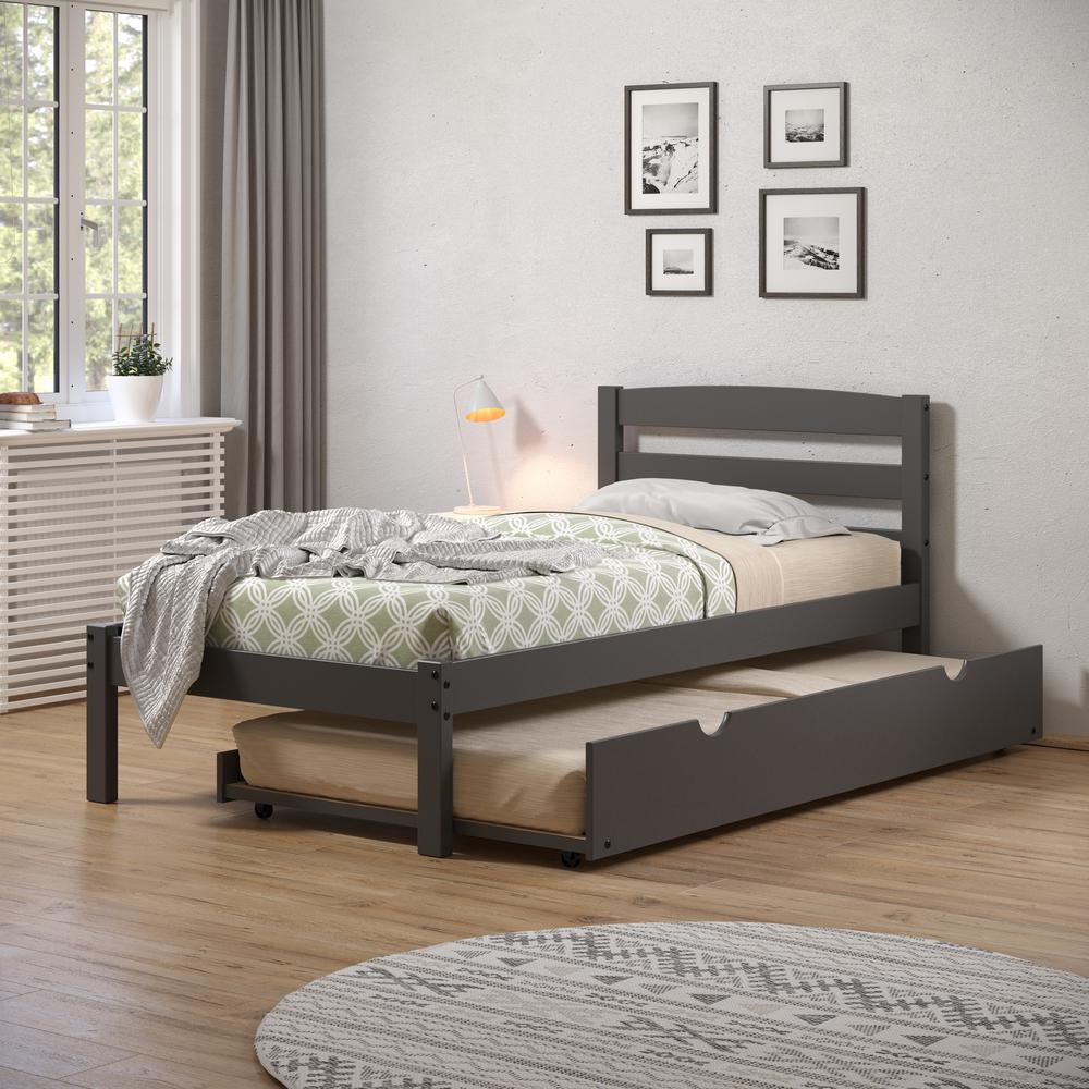 TWIN ECONO BED WITH TRUNDLE BED DARK GREY FINISH. Picture 2