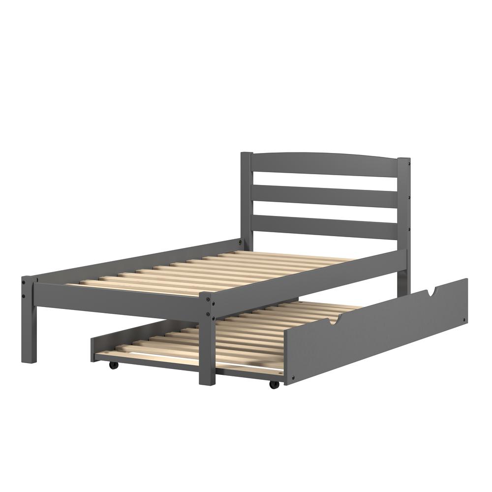 TWIN ECONO BED WITH TRUNDLE BED DARK GREY FINISH. Picture 3