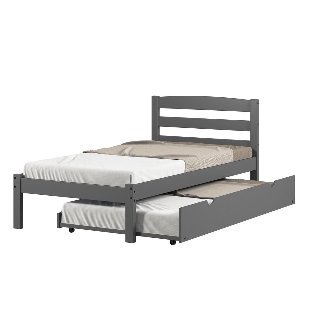 TWIN ECONO BED WITH TRUNDLE BED DARK GREY FINISH. Picture 4
