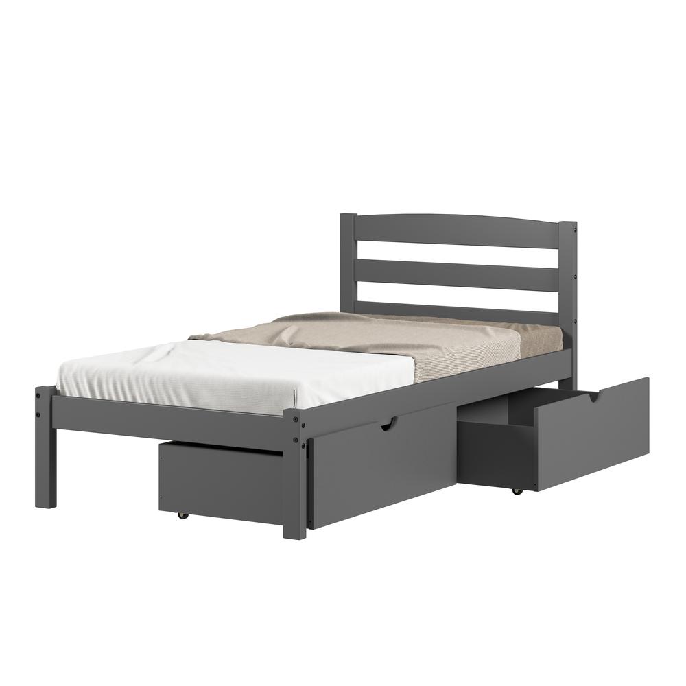 TWIN ECONO BED WITH DUAL UNDER BED DRAWER DARK GREY FINISH. Picture 2
