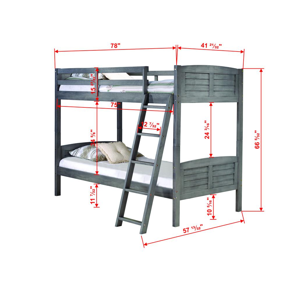 Twin/Twin Louver Bunk Bed, Drawers Or Trundle Not Included. Picture 2