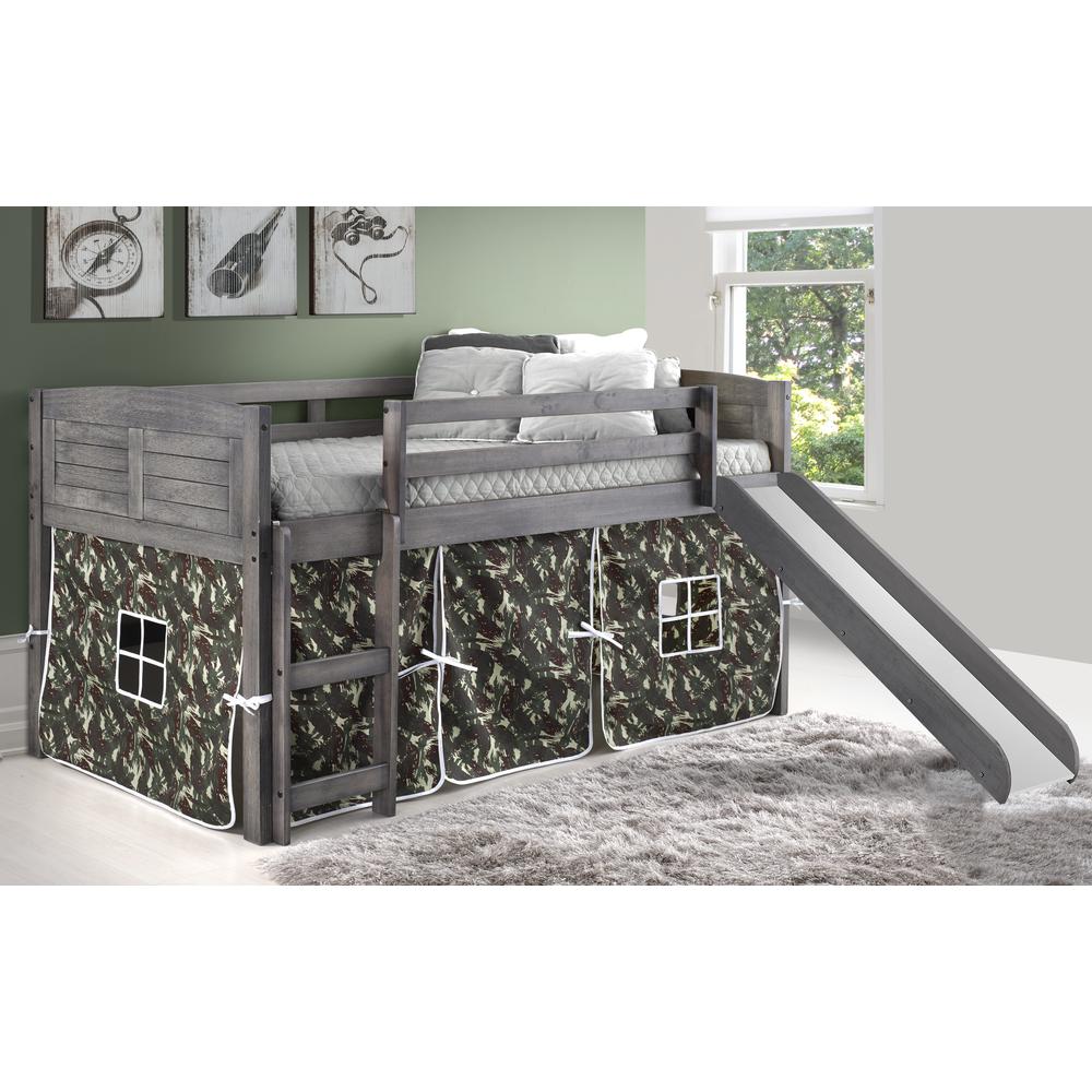 Twin Louver Low Loft W/Slide & Camo Tent Kit In Antique Grey Finish. Picture 1