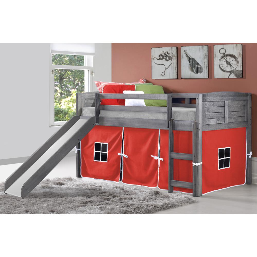 Twin Louver Low Loft W/Slide & Red Tent Kit In Antique Grey Finish. Picture 1