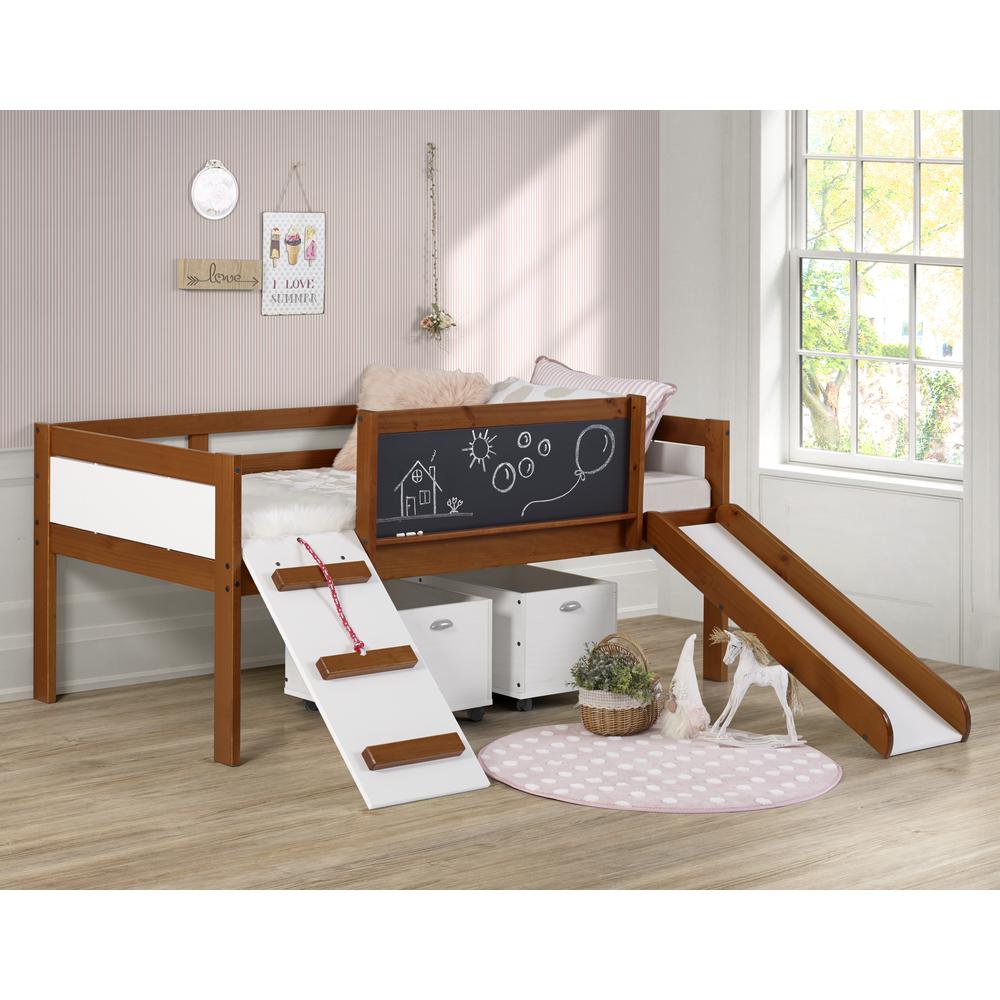 TWIN ART PLAY JUNIOR LOW LOFT WITH TOY BOXES IN ESPRESSO FINISH. Picture 1