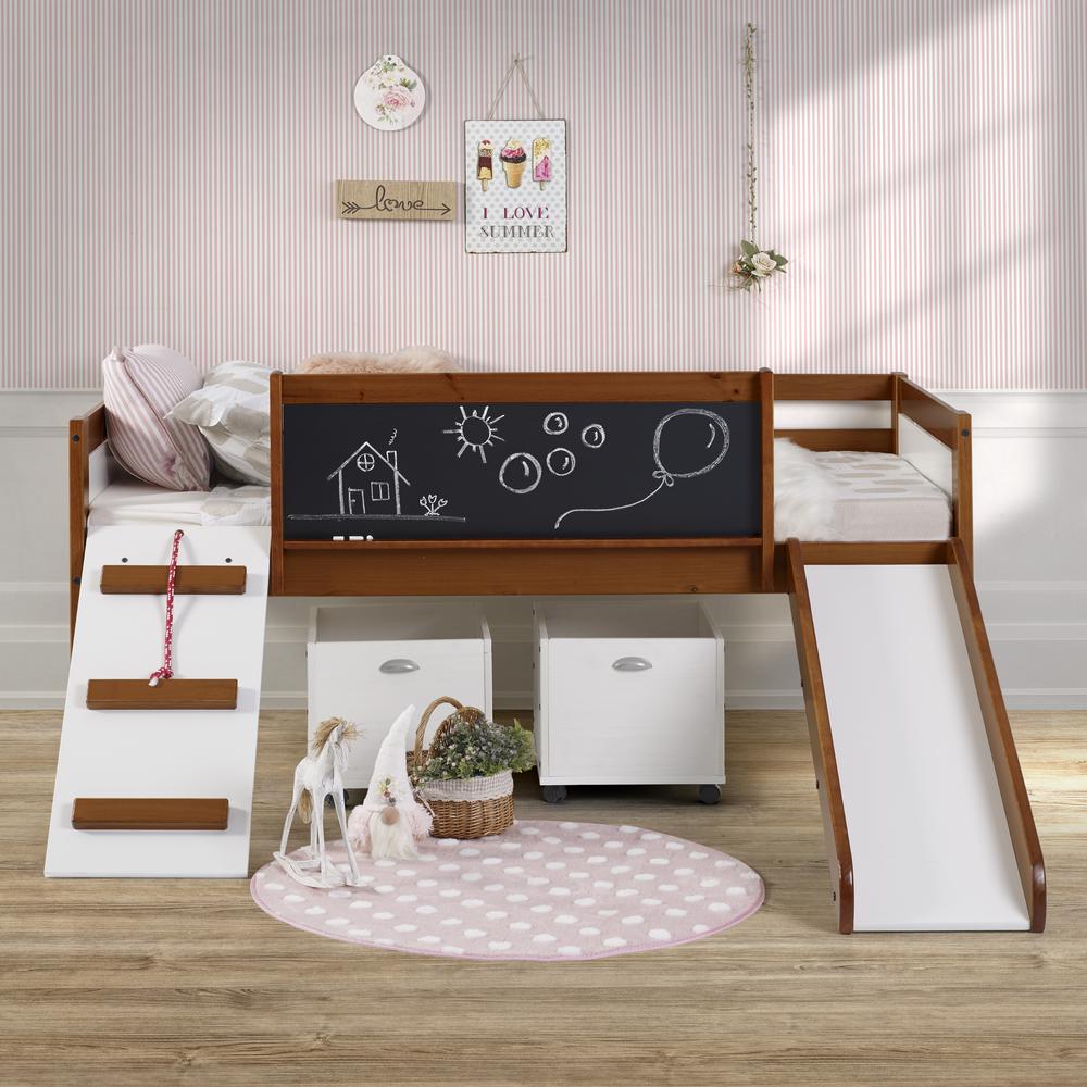 TWIN ART PLAY JUNIOR LOW LOFT WITH TOY BOXES IN ESPRESSO FINISH. Picture 2
