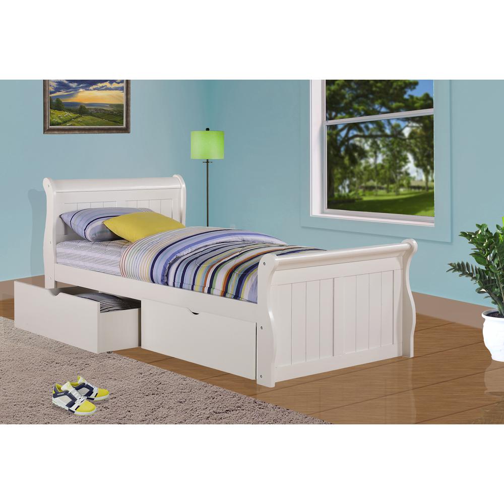 Twin Sleigh Bed W/Dual Under Bed Drawers. Picture 1