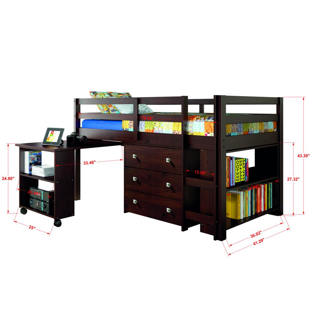 Twin Low Loft Includes Desk, Chest & Bookcase. Picture 3