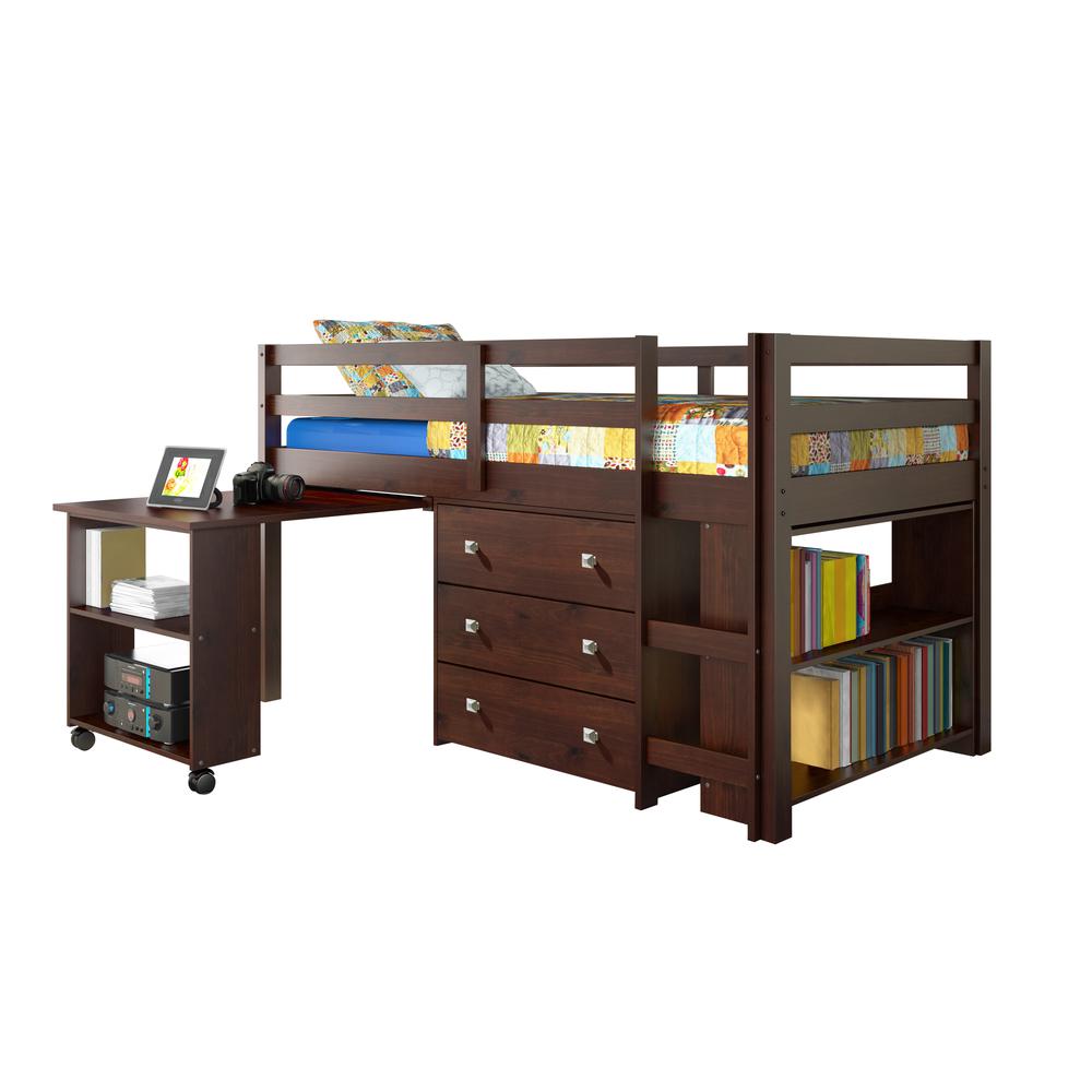 Twin Low Loft Includes Desk, Chest & Bookcase. Picture 2