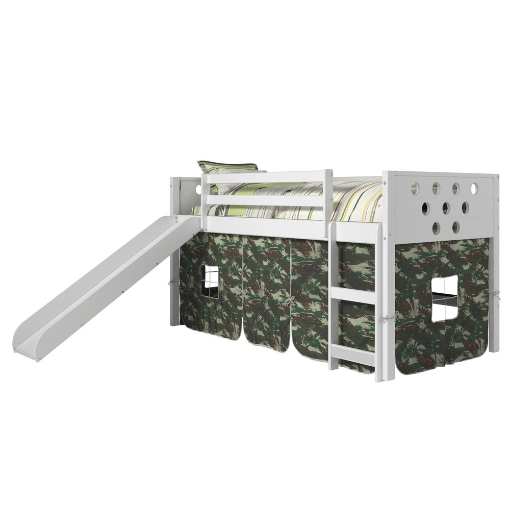 Twin Circles Low Loft W/Slide & Camo Tent Kit In White Finish. Picture 2