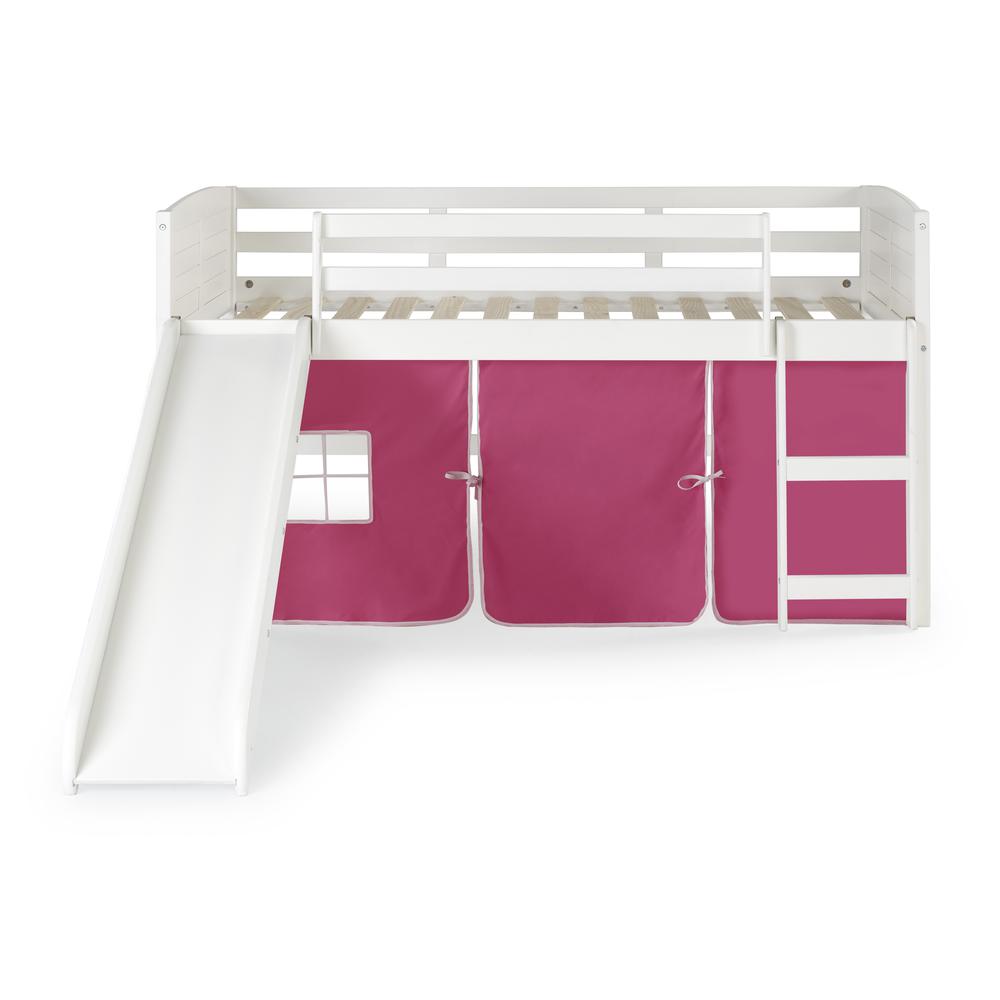 TWIN LOUVER LOW LOFT WHITE W/PINK TENT & SLIDE. Picture 5