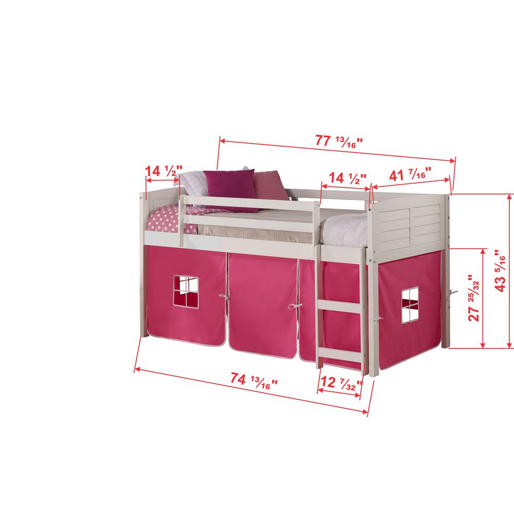 TWIN LOUVER LOW LOFT WHITE W/PINK TENT. Picture 3
