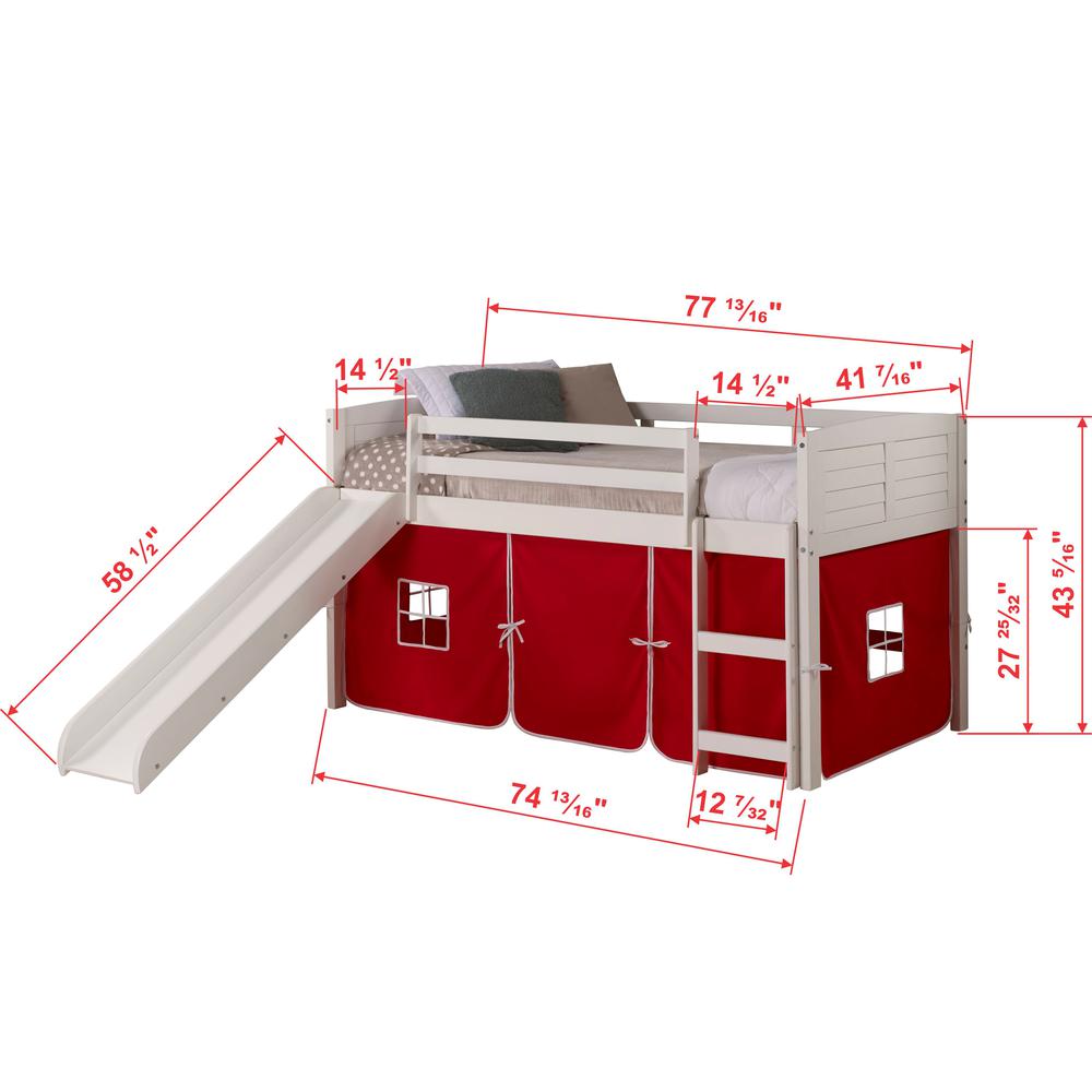 TWIN LOUVER LOW LOFT WHITE W/RED TENT & SLIDE. Picture 3