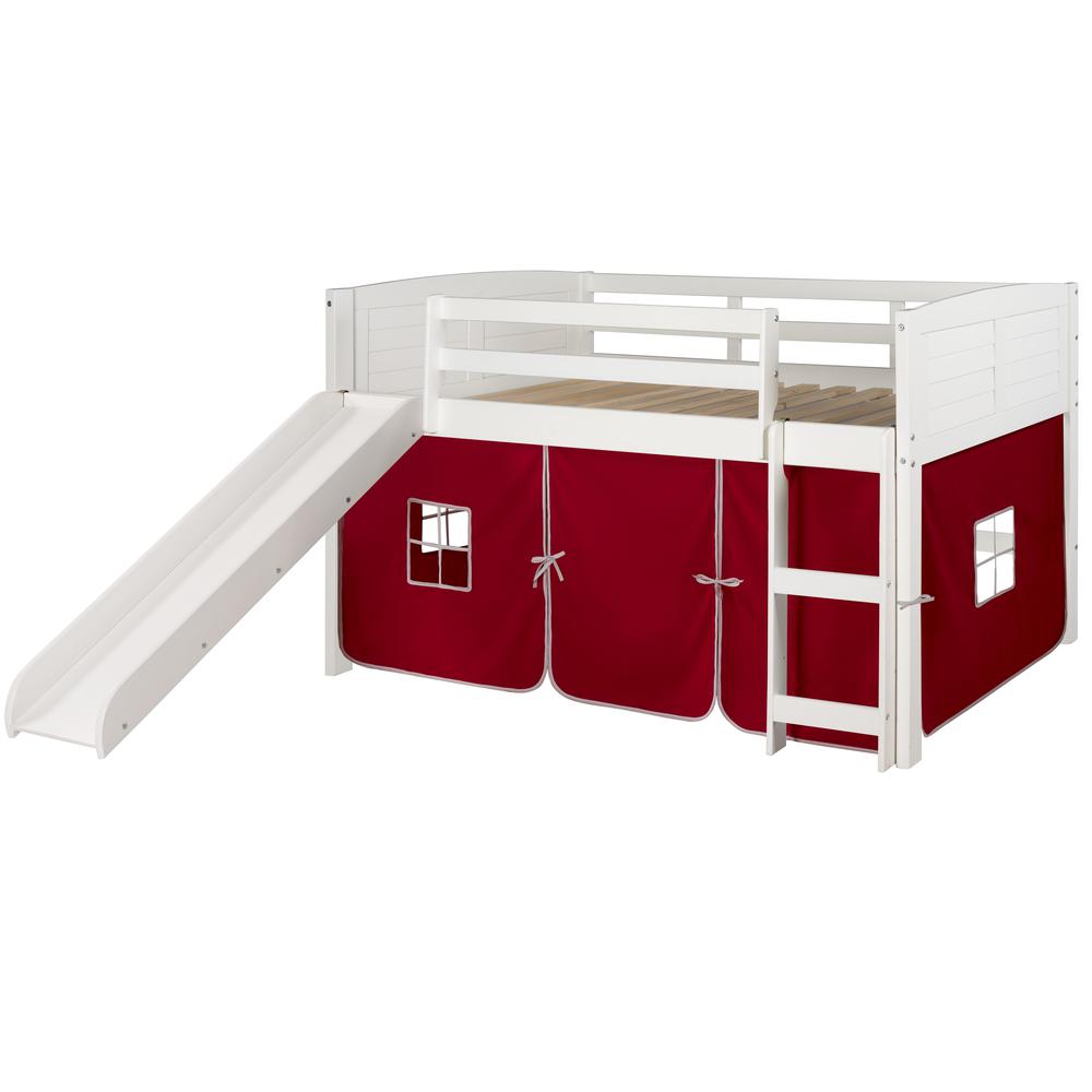 TWIN LOUVER LOW LOFT WHITE W/RED TENT & SLIDE. Picture 4