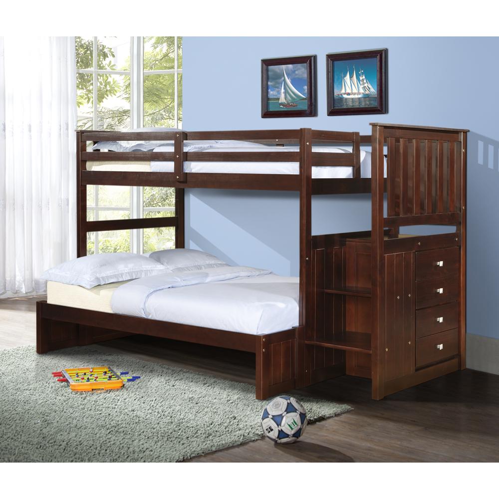 Twin/Twin Mission Stairway Bunk Bed, Drawers Or Trundle Not Included. Picture 4