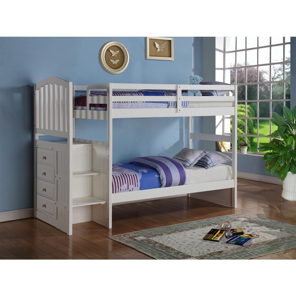 Twin/Twin Arch Mission Stairway Bunk Bed, Drawers Or Trundle Not Included. Picture 1