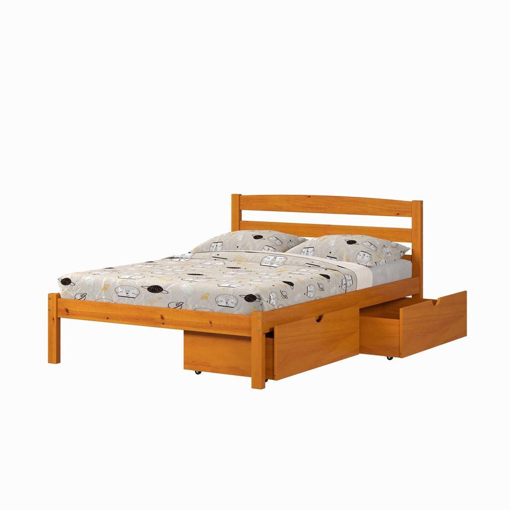 Full Econo Bed With Dual Under Bed Drawers Honey Finish. Picture 1