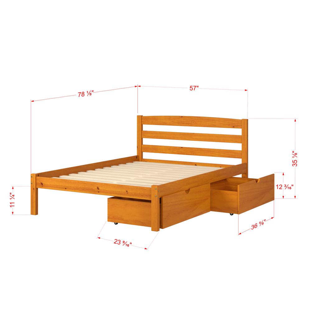 Full Econo Bed With Dual Under Bed Drawers Honey Finish. Picture 4