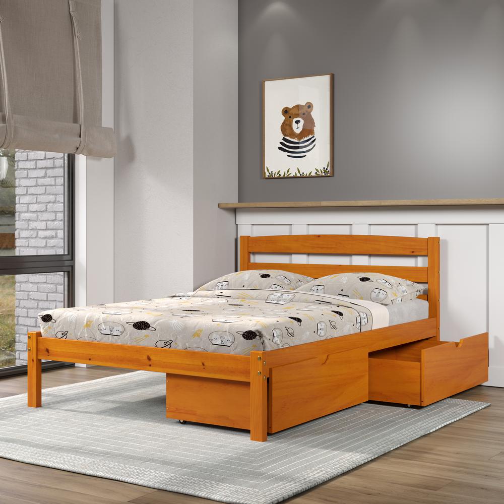 Full Econo Bed With Dual Under Bed Drawers Honey Finish. Picture 2
