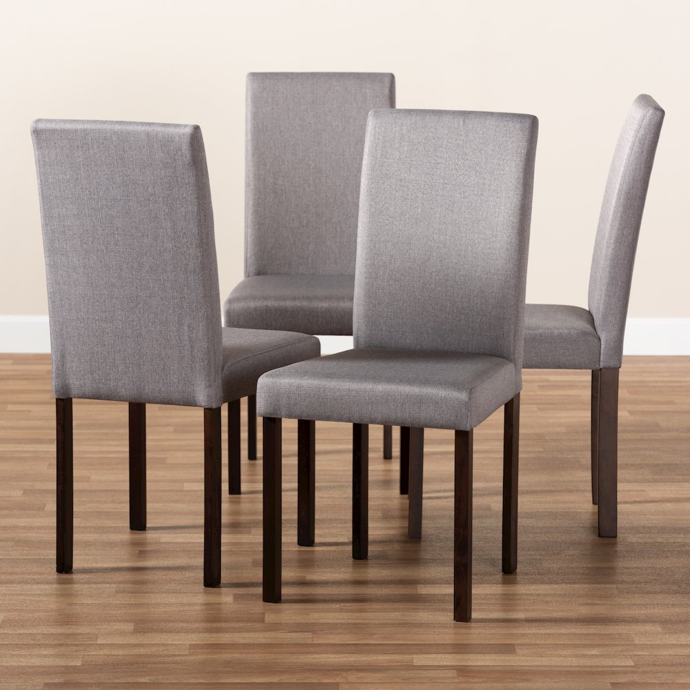 Andrew Contemporary Espresso Wood Grey Fabric Dining Chair. Picture 8