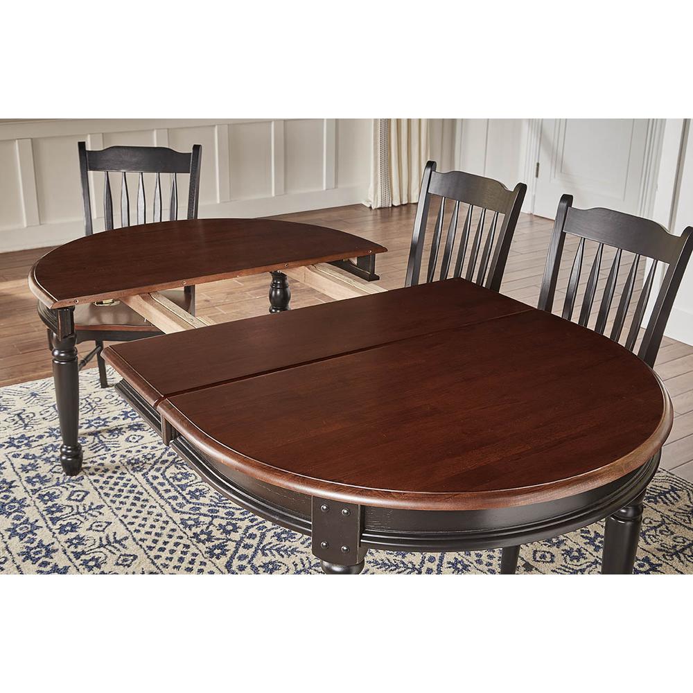 British Isles 52" - 76" Oval Dining Table with (2) 12" Leaves, Oak-Black Finish. Picture 2