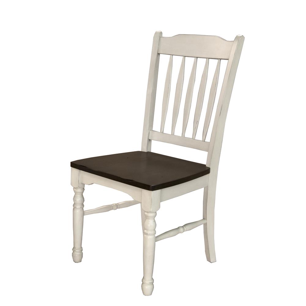 Chalk-Cocoa Slatback Dining Chairs (Set of 2), Belen Kox. Picture 1