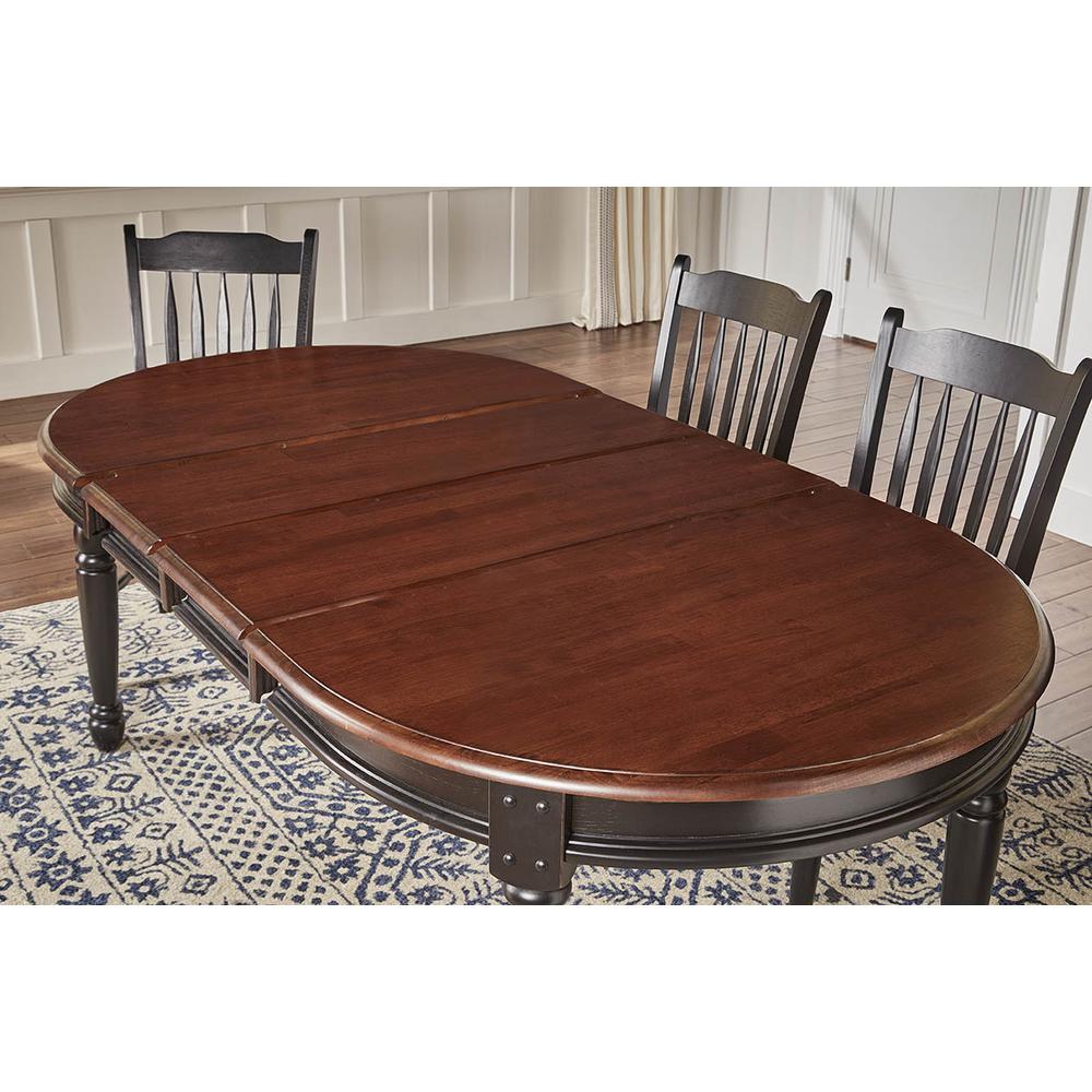 British Isles 52" - 76" Oval Dining Table with (2) 12" Leaves, Oak-Black Finish. Picture 1