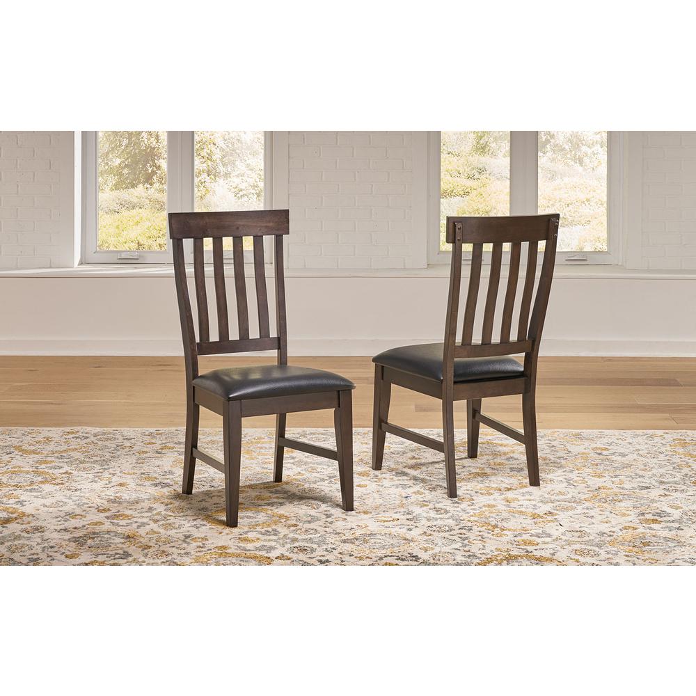 Bremerton Slatback Side Chair with Upholstered Seating, Warm Grey Finish,. Picture 1