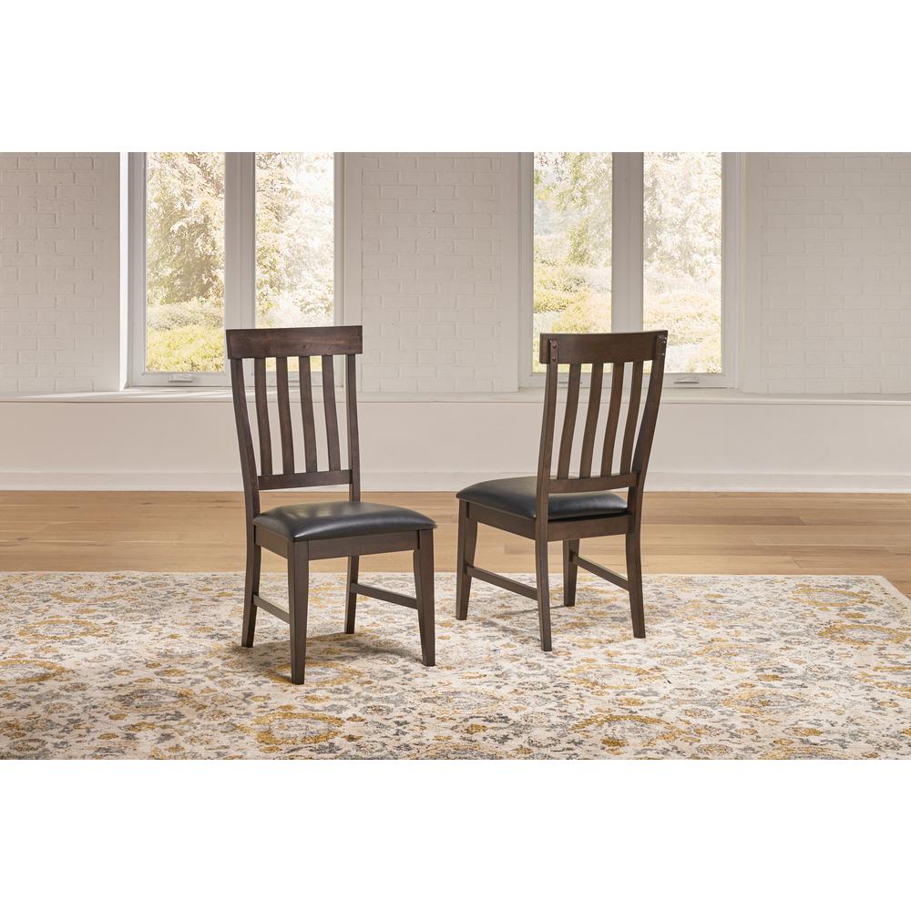 Bremerton Slatback Side Chair with Upholstered Seating, Warm Grey Finish,. Picture 2