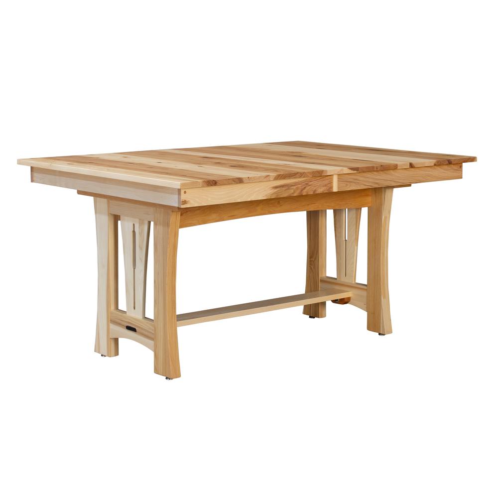 60" - 96" Trestle Table with Two (2) 18" Self-Storing Leaves, Natural Finish. Picture 1