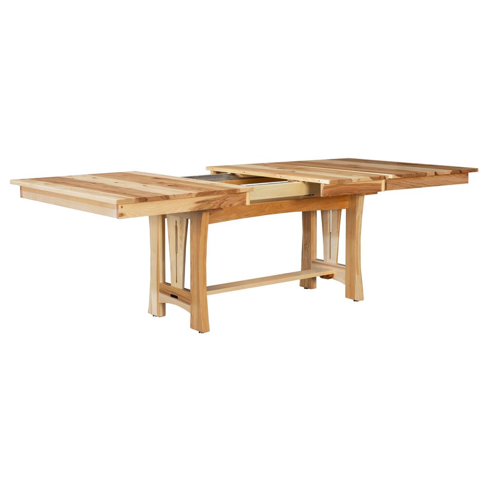 60" - 96" Trestle Table with Two (2) 18" Self-Storing Leaves, Natural Finish. Picture 4