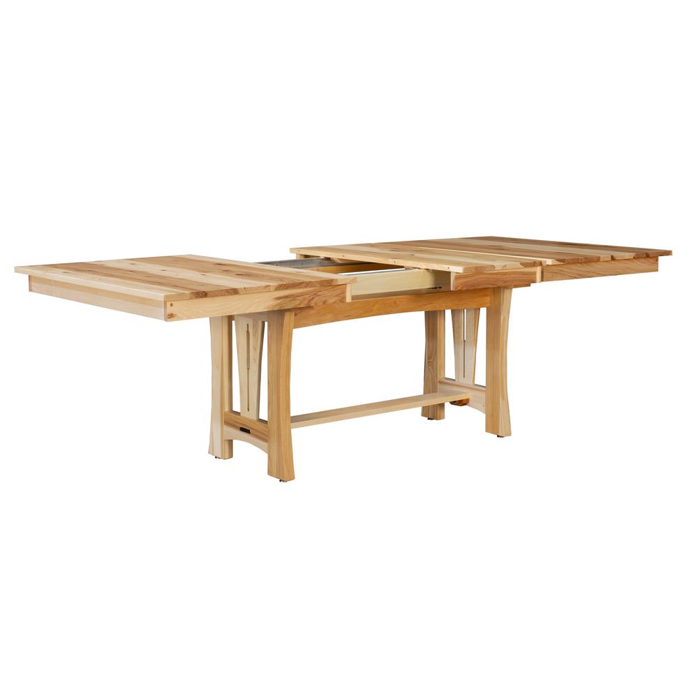60" - 96" Trestle Table with Two (2) 18" Self-Storing Leaves, Natural Finish. Picture 5