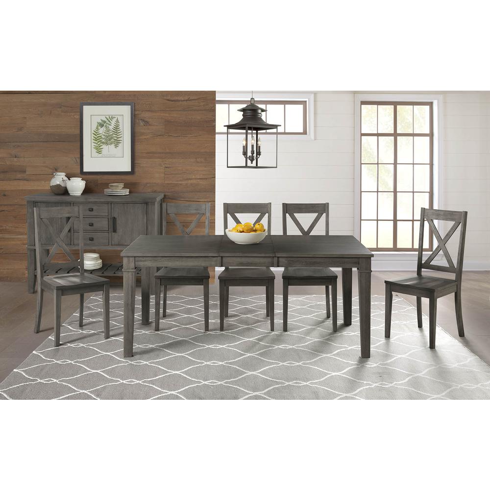 Huron 56" - 72" Leg Table with (1) 16" Leaf, Distressed Grey Finish. Picture 2