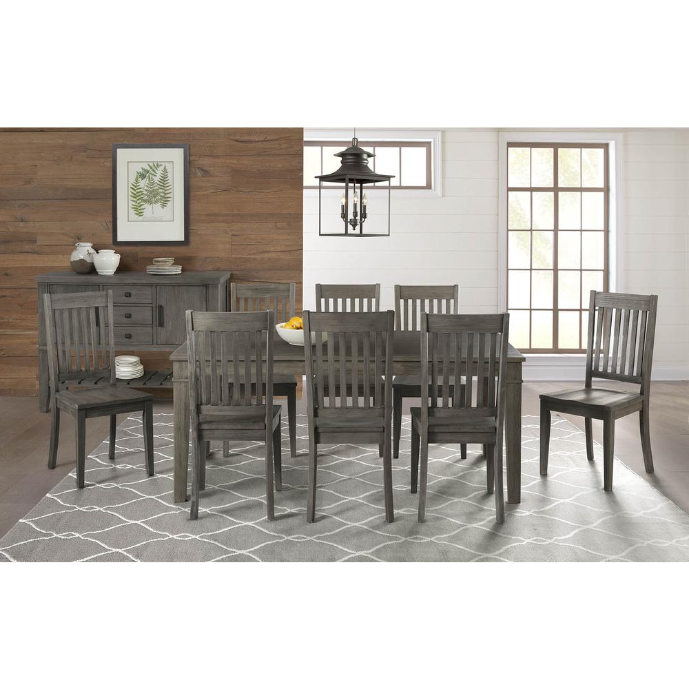 Huron 56" - 72" Leg Table with (1) 16" Leaf, Distressed Grey Finish. Picture 4