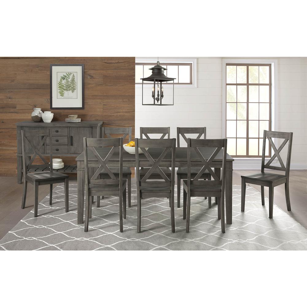 Huron 56" - 72" Leg Table with (1) 16" Leaf, Distressed Grey Finish. Picture 5