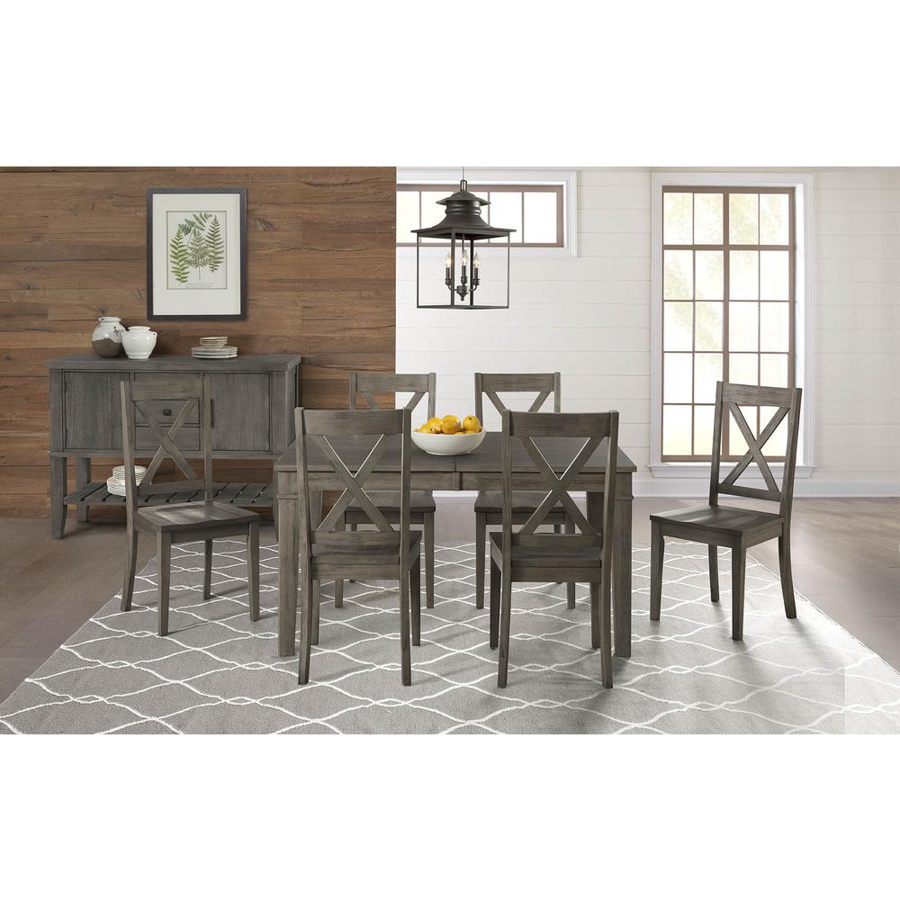 Huron 56" - 72" Leg Table with (1) 16" Leaf, Distressed Grey Finish. Picture 6