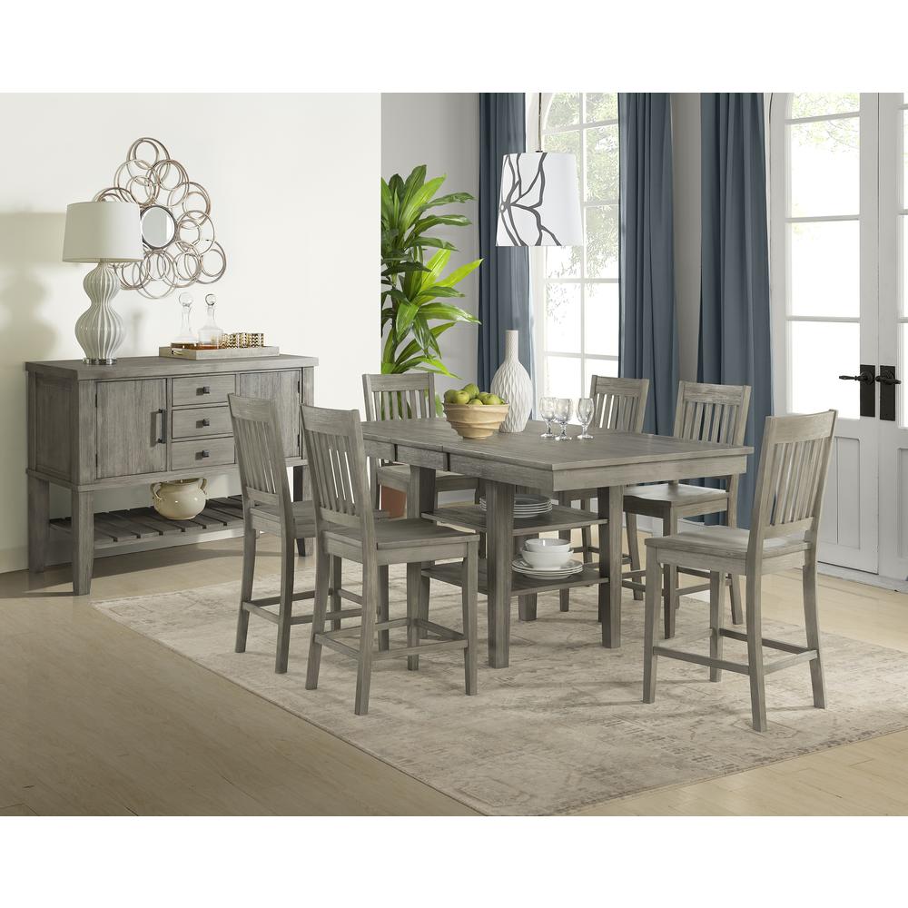Huron 56" - 72" Gather Height Leg Table with (1) 16" Leaf - Distressed Grey Finish. Picture 3