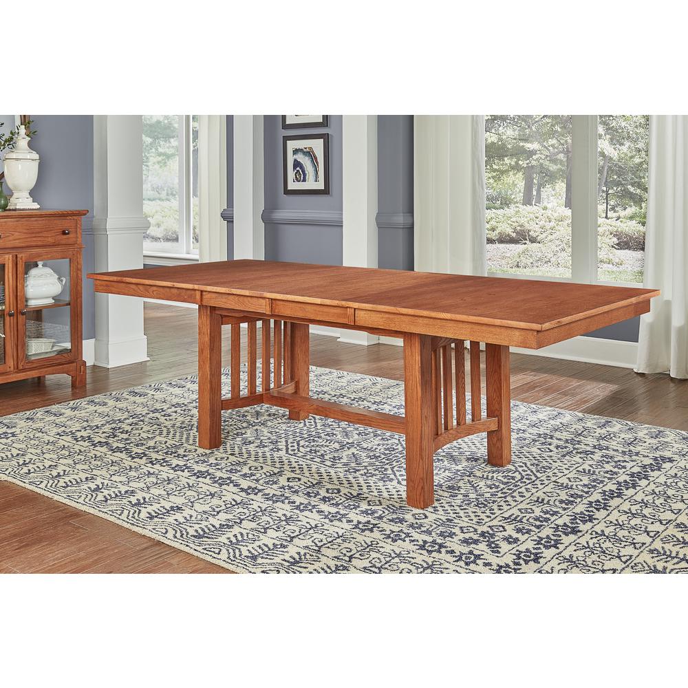 60" - 92" Rectangular Trestle Table with (2) 16" Self-Storing Leaves. Picture 1