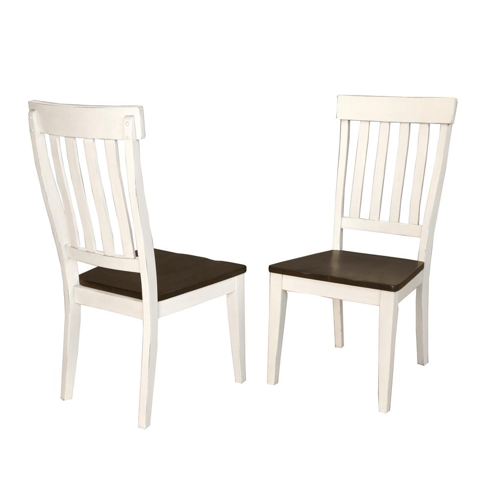 Transitional Cocoa-Chalk Slatback Side Chair (Set of 2), Belen Kox. Picture 1