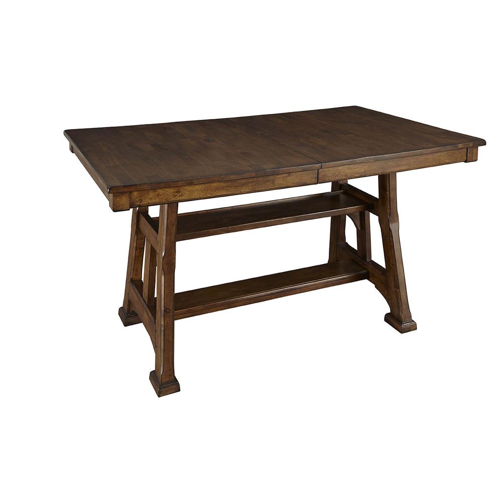 Ozark 66" - 86" Gathering Height Trestle Table with (1) 20" Butterfly Leaf. Picture 1