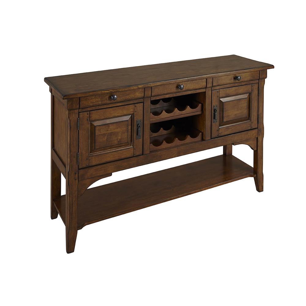 58" Sideboard, with Wine Storage, Warm Pecan. Picture 1
