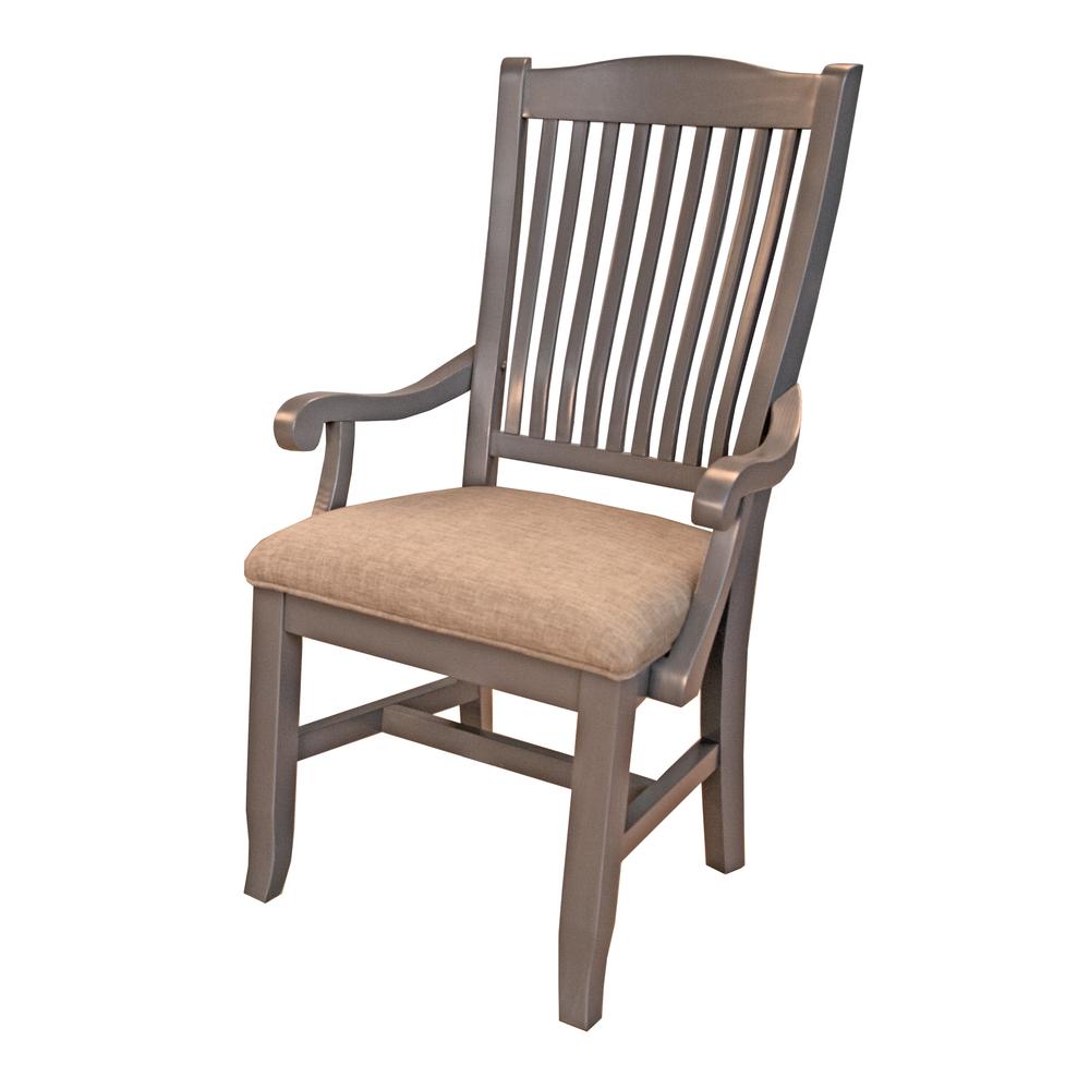 Port Townsend Slatback Arm Chair with Upholstered Seating (Set of 2). The main picture.