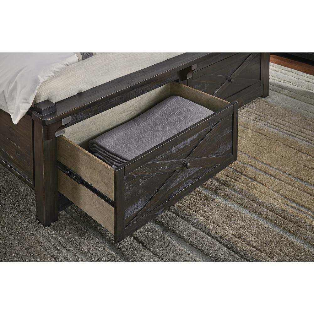 Sun Valley Queen Storage Bed with Integrated Bench, Charcoal Finish. Picture 2