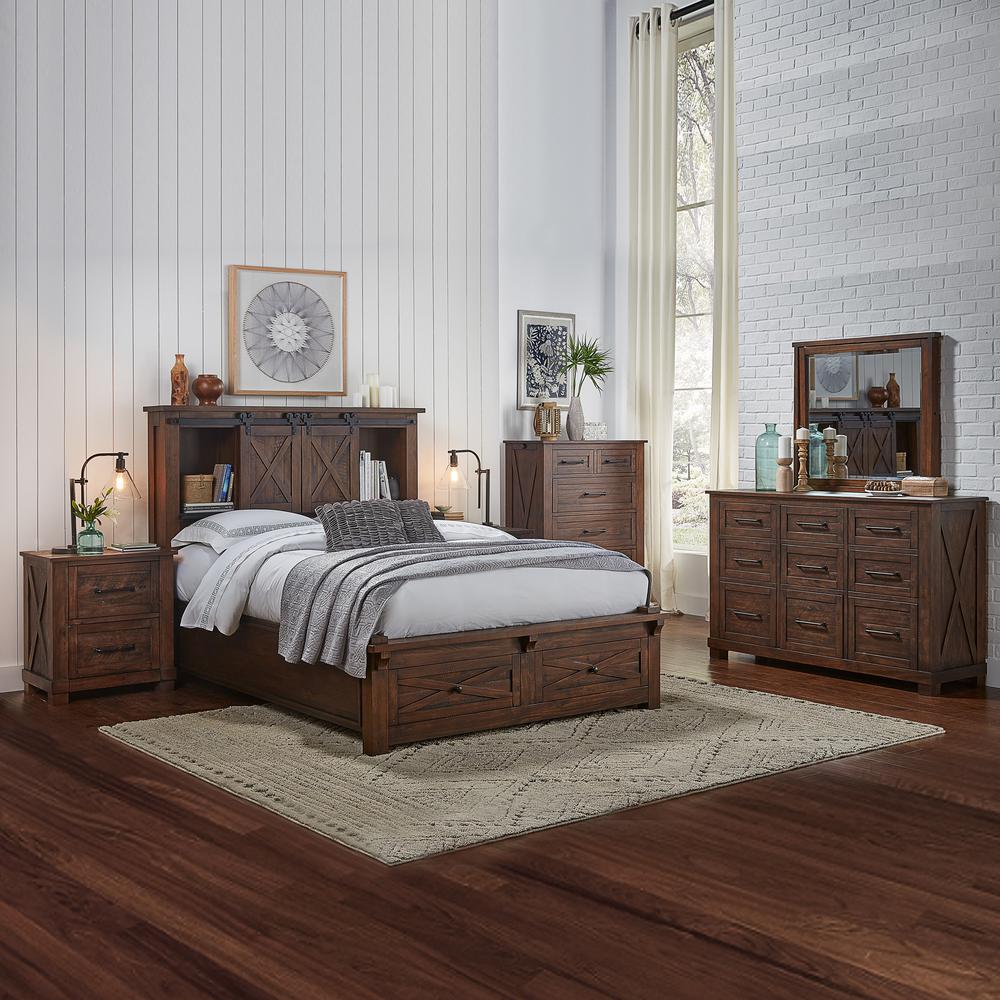 Sun Valley Queen Storage Bed with Integrated Bench, Rustic Timber Finish. Picture 3