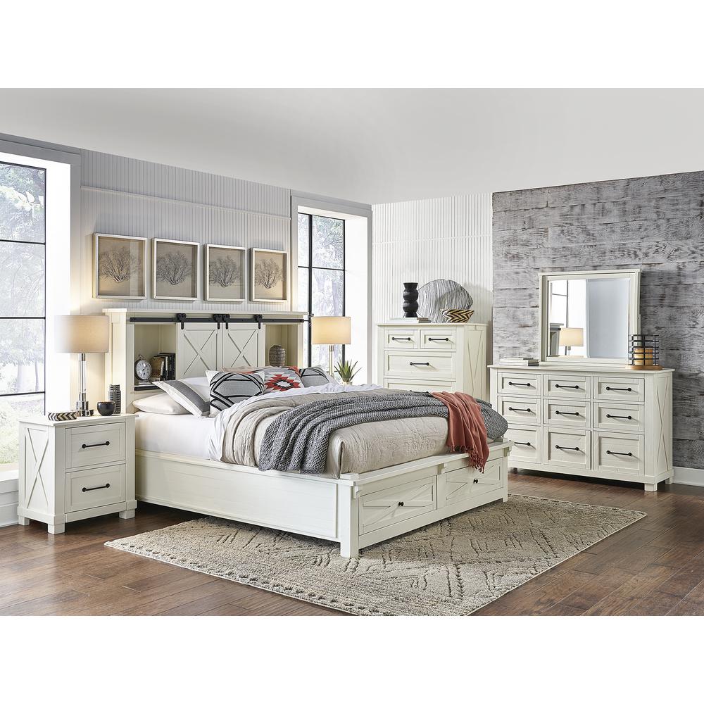 Sun Valley Queen Storage Bed with Integrated Bench, White Finish. Picture 4