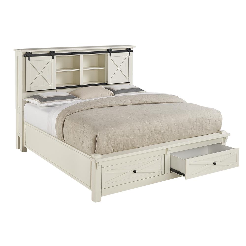 Sun Valley Queen Storage Bed with Integrated Bench, White Finish. Picture 1