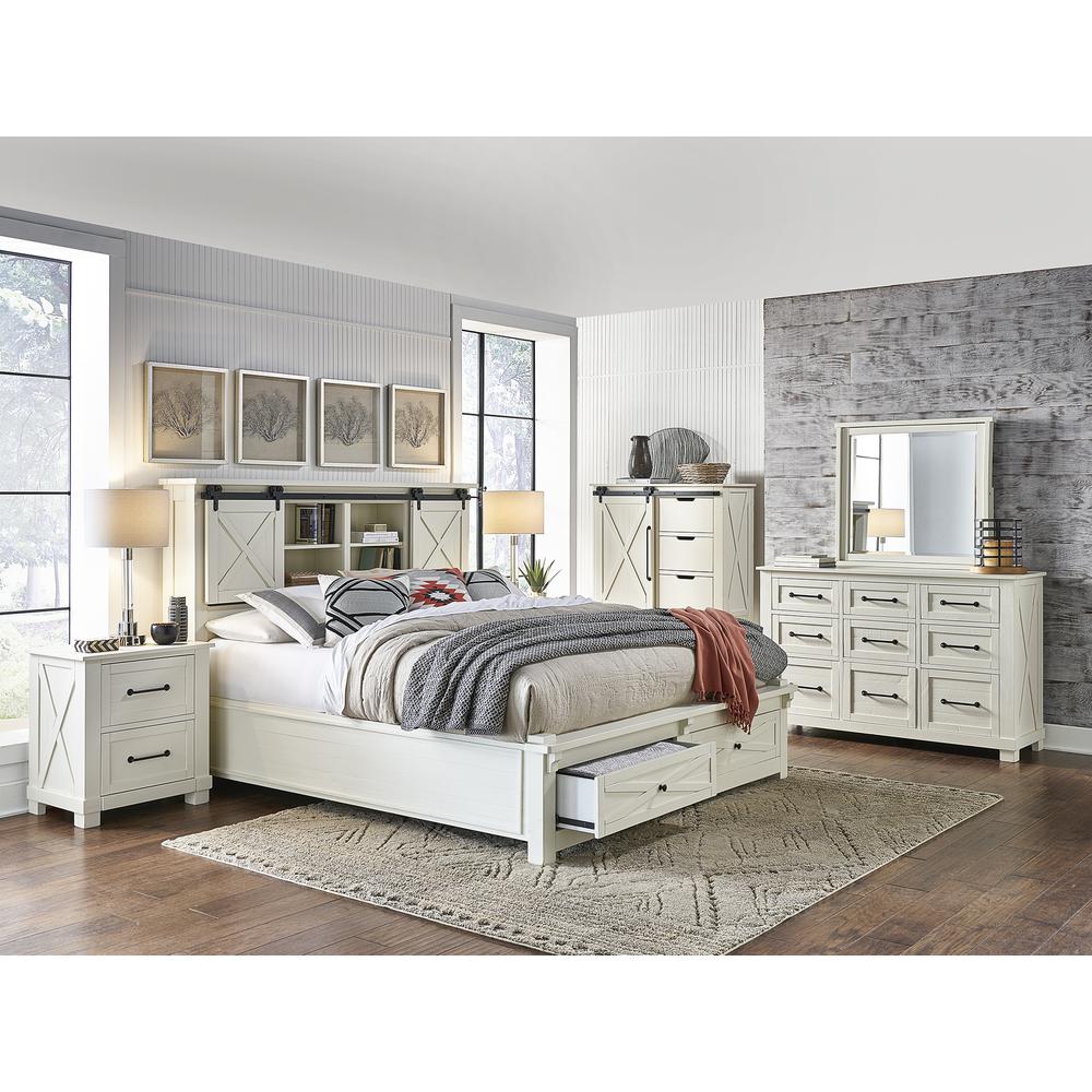 Sun Valley Queen Storage Bed with Integrated Bench, White Finish. Picture 5