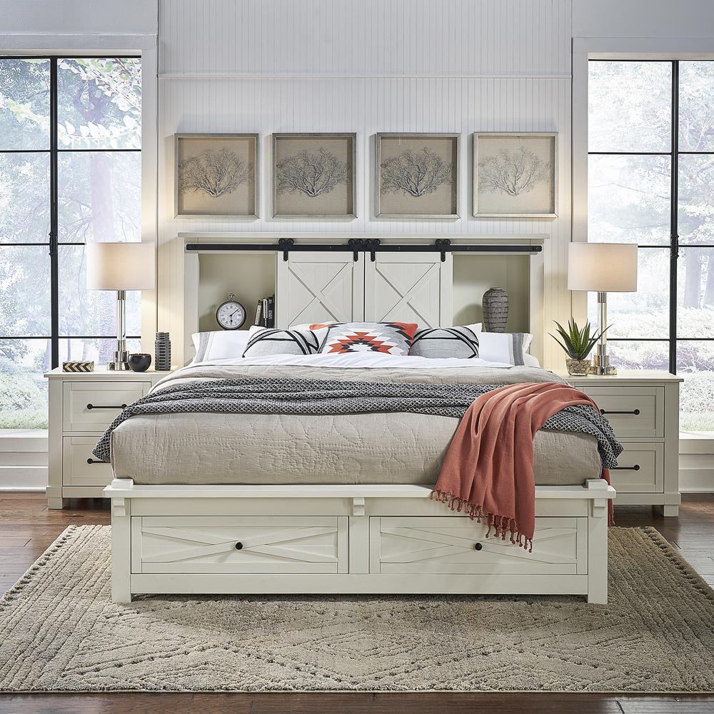 Sun Valley Queen Storage Bed with Integrated Bench, White Finish. Picture 3
